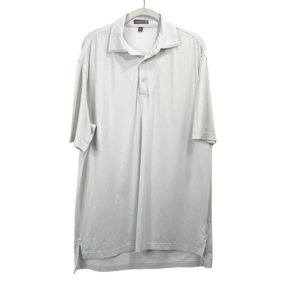 Peter Millar performance jersey polo golf‎ shirt Size M swiss polka dot